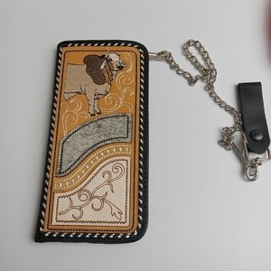 Men's Western Wallet Genuine Leather Hand Crafted Bifold Cowboy Rodeo Wallet‎